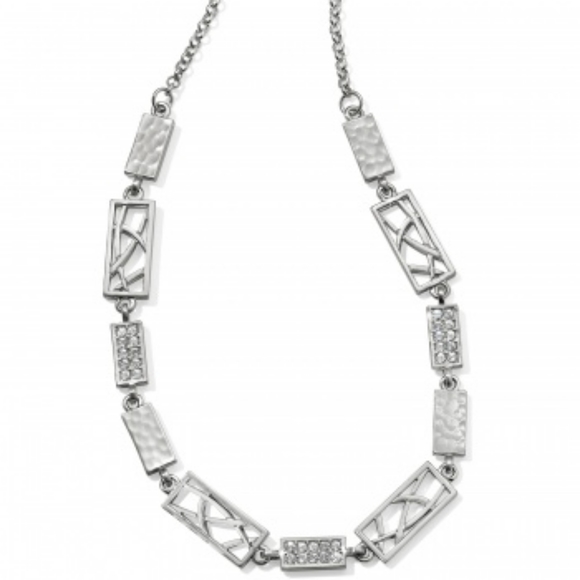 Brighton "Meridian Zenith" Textured Silver Necklace w/ Swarovski Crystal Details - Picture 2 of 10
